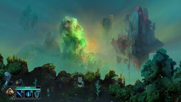 Un'immagine che mostra un paesaggio verde in Children of Morta.