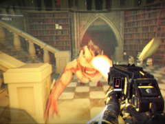 In Dreadtome, i giocatori ricevono un gadget repulsore per spingere i nemici, un'arma da fuoco di base e arene di combattimento strette che li costringono a usare entrambi. Nella foto: una schermata di gioco. (Fonte: Steam)