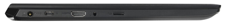 Lato sinistro: Alimentazione, USB 3.2 Gen 2 (Type-C, DisplayPort, Power Delivery), HDMI, combo audio, lettore di schede microSD.