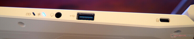 lato destro: Ingresso/uscita linea, USB-A 3.2, blocco Kensington