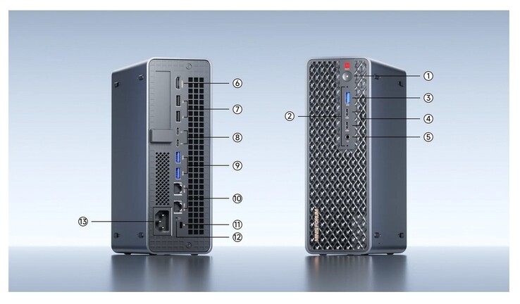 Le connessioni esterne di Minisforum MS-S1 Max (fonte: Minisforum)