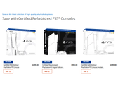 Uno screenshot delle console Certified Refurbished PlayStation 5 di Sony su PlayStation Direct