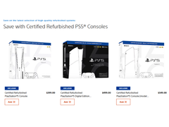 Uno screenshot delle console Certified Refurbished PlayStation 5 di Sony su PlayStation Direct