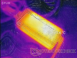 Adattatore AC dopo un'ora di uso intenso dove i punti caldi possono raggiungere i 42 C