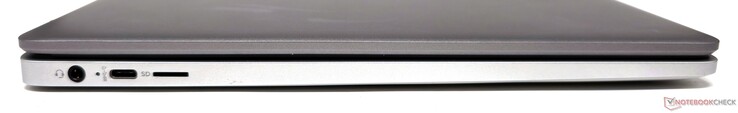 A sinistra: jack audio combinato da 3,5 mm, USB 3.0 Type-C, lettore di schede microSD