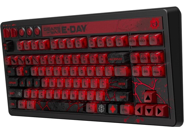 La tastiera meccanica 8BitDo Retro 87: Gears of War E Day Edition utilizza switch lineari personalizzati.
