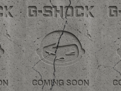 La clip teaser (nella foto) mostra il cemento crepato con i loghi di entrambi i marchi incisi sulla superficie, seguiti dalle parole &quot;Coming Soon&quot; (Fonte: G-Shock UK)