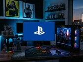 Logo PlayStation visto sul monitor del PC da gioco