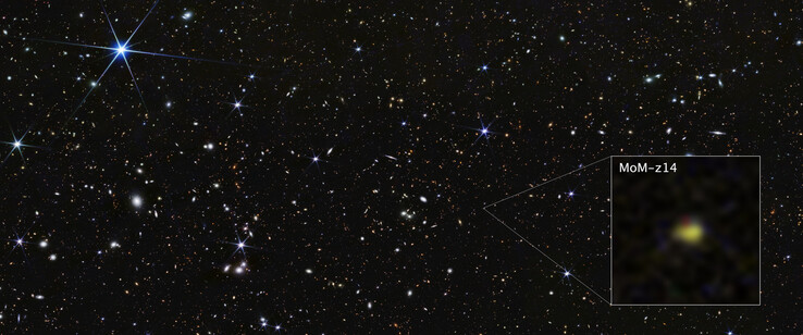 Immagine Webb della galassia MoM-z14