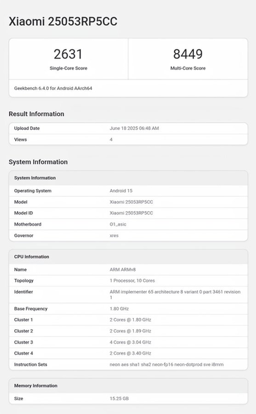 Xiaomi Pad 7S Pro su Geekbench