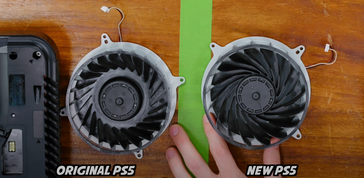 Le differenze dei fan tra la vecchia e la nuova PS5. (Fonte: Austin Evans su YouTube)