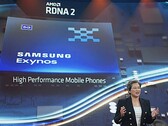 AMD mRDNA 2 nel prossimo Samsung Exynos apparentemente batte l'ultima GPU Mali anche sotto throttling. (Fonte: keynote AMD Computex 2021)