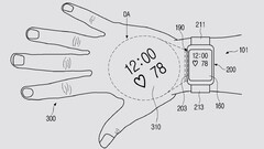 Il nuovo concetto di orologio-proiettore. (Fonte: Samsung via USPTO)