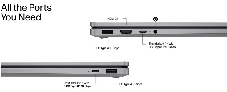 HP include porte USB4 sui modelli AMD invece delle porte Thunderbolt 4 mostrate qui.