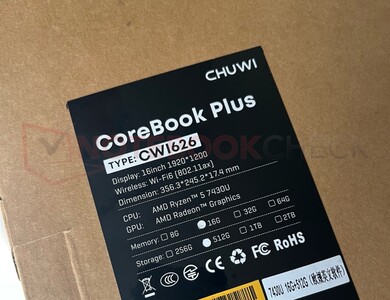 Anche la confezione del Chuwi CoreBook Plus pubblicizza il Ryzen 5 7430U ...