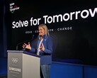 Il Presidente del CIO, Kirsty Coventry, rilascia le sue dichiarazioni in occasione della cerimonia di nomina degli ambasciatori globali di Samsung Solve for Tomorrow