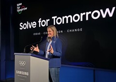 Il Presidente del CIO, Kirsty Coventry, rilascia le sue dichiarazioni in occasione della cerimonia di nomina degli ambasciatori globali di Samsung Solve for Tomorrow