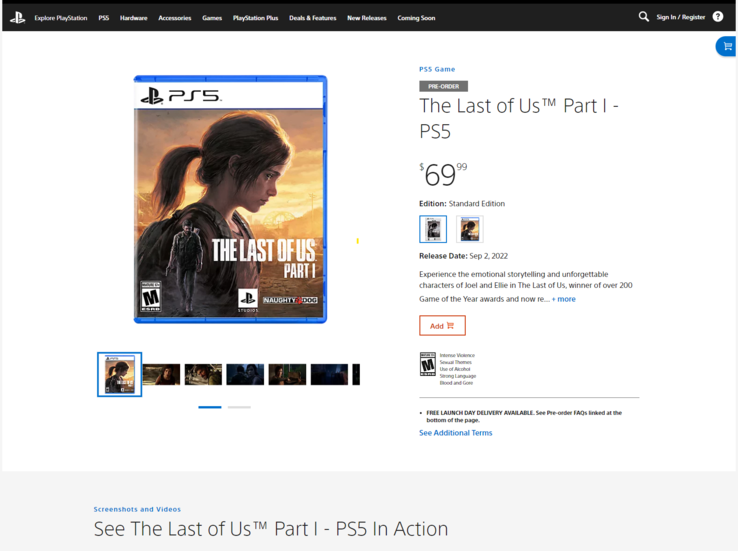 Annuncio sullo store PlayStation di The Last of Us remastered per PS5 (immagine via Sony)