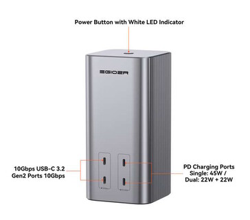 Solo quattro porte USB-C si trovano sulla parte anteriore. (Fonte immagine: Egiozr)