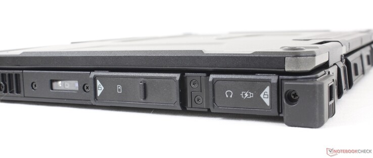 A destra: Imager o lettore di codici a barre, slot per scheda SIM (opzionale), audio combo da 3,5 mm, USB-A 2.0