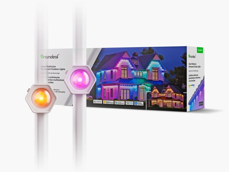 Le luci da esterno permanenti multicolori intelligenti di Nanoleaf in Europa. (Fonte: Nanoleaf)