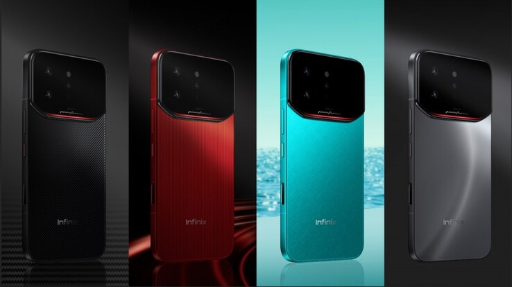 Infinix Note 60 Ultra è disponibile nei colori Torino Black, Monza Red, Amalfi Blue e Roma Silver