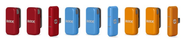Il Røde Wireless Micro nei colori rosso, blu e arancione. (Fonte: Røde)