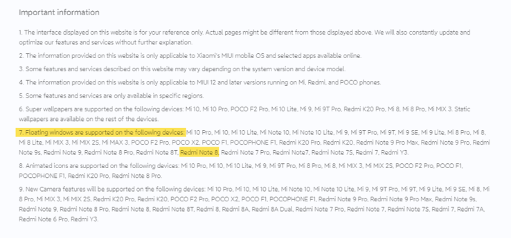 Il Redmi Note 8 dovrebbe supportare le finestre fluttuanti con la MIUI 12. (Fonte immagine: Xiaomi)