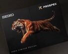 Confezione della Seiko Prospex India Limited Edition caratterizzata da un’illustrazione di una tigre che balza su scatole da esposizione nere.