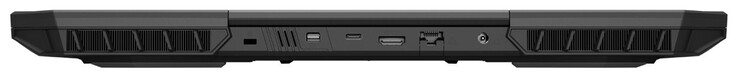 Posteriore: Slot per un blocco cavi, mini Displayport 1.4a (G-Sync), USB 3.2 Gen 2 (USB-C), HDMI 2.1, Gigabit Ethernet, connettore di alimentazione