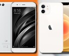 Lo Xiaomi Mi 6 originale e l'iPhone 12 mini Apple puntano al mercato dei piccoli telefoni. (Fonte immagine: Xiaomi/Apple - modificato)