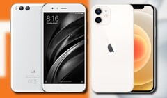 Lo Xiaomi Mi 6 originale e l&#039;iPhone 12 mini Apple puntano al mercato dei piccoli telefoni. (Fonte immagine: Xiaomi/Apple - modificato)