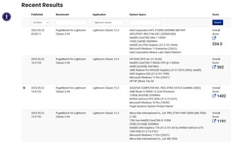 Intel Meteor Lake Core Ultra 7 1003H e Core i7-8665U su PugetBench Lightroom Classic. (Fonte: PugetBench)