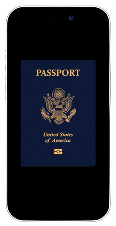 L&#039;immagine di un passaporto degli Stati Uniti sullo schermo di un iPhone 17.