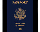 L'immagine di un passaporto degli Stati Uniti sullo schermo di un iPhone 17.