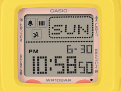 Il Casio Baby-G BGD-10KPM-7 presenta un quadrante digitale quasi quadrato con una discreta quantità di informazioni.