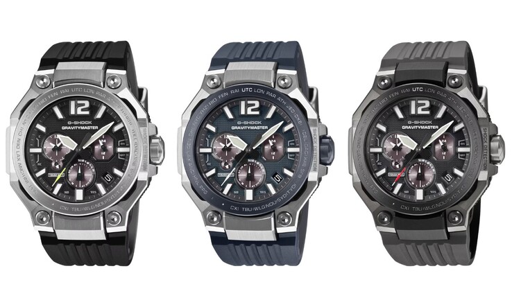 Da sinistra a destra: gli orologi Casio G-Shock GWR-B3000-1A, GWR-B3000A-2A e GWR-B3000B-8A