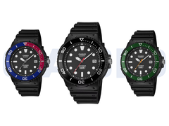 Da sinistra a destra, nella foto: Casio MRW-240H-1E1JF, MRW-240H-1E2JF e MRW-240H-1E3JF. 