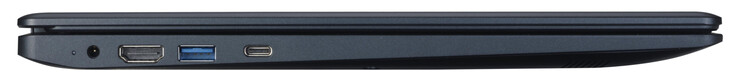 A sinistra: alimentazione, HDMI, USB 3.2 Gen 1 (Type A), USB 3.2 Gen 1 (Type C; Displayport, Power Delivery)