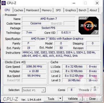 CPU-Z. (Fonte immagine: Uniko's Hardware)
