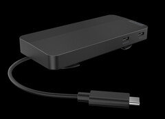 L&#039;USB-C Dual Display Travel Dock può ricaricare un computer portatile fino a 100 W con un alimentatore compatibile. (Fonte: Lenovo)