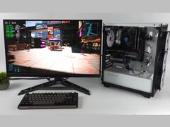 Un PC da gioco economico con un Intel Arc A380 e Nvidia RTX 3060 che esegue Cyberpunk 2077 utilizzando il Lossless Scaling per la generazione di fotogrammi con doppia GPU, mostrando i contatori FPS sullo schermo (Fonte immagine: ETA PRIME via YouTube)