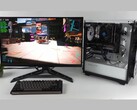 Un PC da gioco economico con un Intel Arc A380 e Nvidia RTX 3060 che esegue Cyberpunk 2077 utilizzando il Lossless Scaling per la generazione di fotogrammi con doppia GPU, mostrando i contatori FPS sullo schermo (Fonte immagine: ETA PRIME via YouTube)