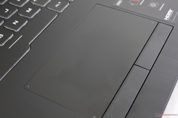 La superficie del touchpad è completamente liscia e non presenta alcuna struttura irregolare. Tuttavia, è abbastanza piccolo per un grande display da 17,3 pollici