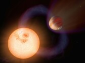 Illustrazione artistica raffigurante un esopianeta e una stella.