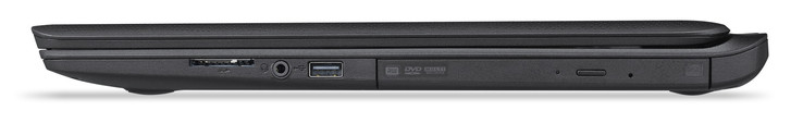 Mano destra: Lettore di schede SD, jack per cuffie, USB 2.0 tipo A, unità DVD
