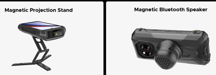 Il supporto opzionale e l'altoparlante Bluetooth (Fonte immagine: Doogee)