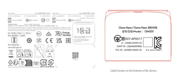 Sembra che l'Osmo Nano tornerà al fattore di forma che DJI ha esplorato con l'Action 2. (Fonte: FCC)