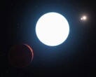 Illustrazione artistica raffigurante una stella di neutroni e dei pianeti.