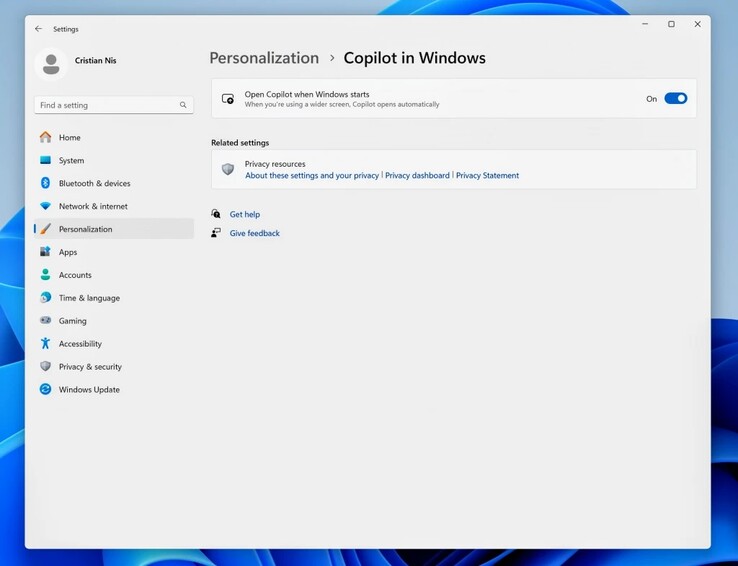 Impostazioni di avvio automatico di Copilot. Il destino di questa funzione, come tutto ciò che si vede in un'anteprima di Windows Insider, è scritto a matita.  (Fonte: blog Windows Insider)